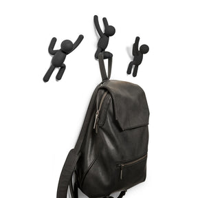 Buddy Conjunto Cabideiro Gancho de Parede Preto Umbra - 3 Peças