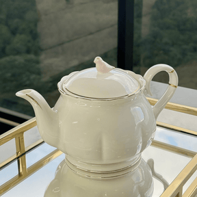 Bule de Porcelana Birds Branco 1 Litro