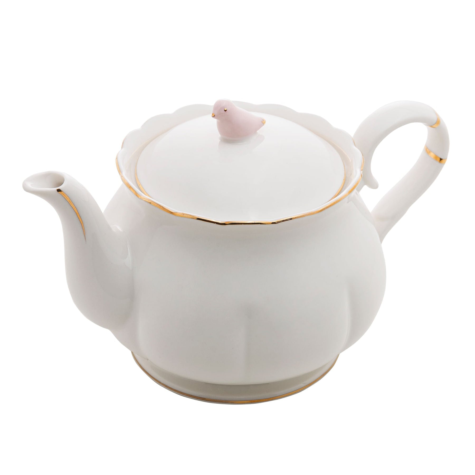 Bule de Porcelana Birds Branco 1 Litro