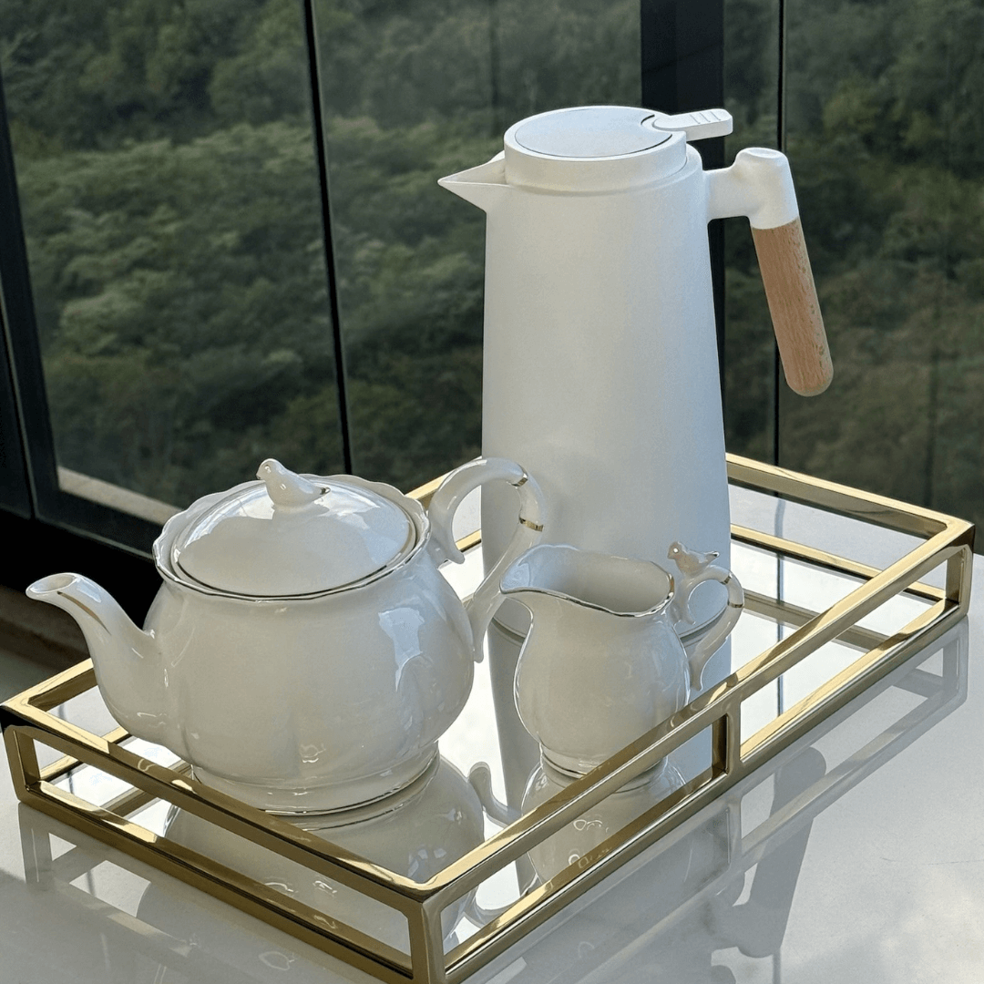 Bule de Porcelana Birds Branco 1 Litro