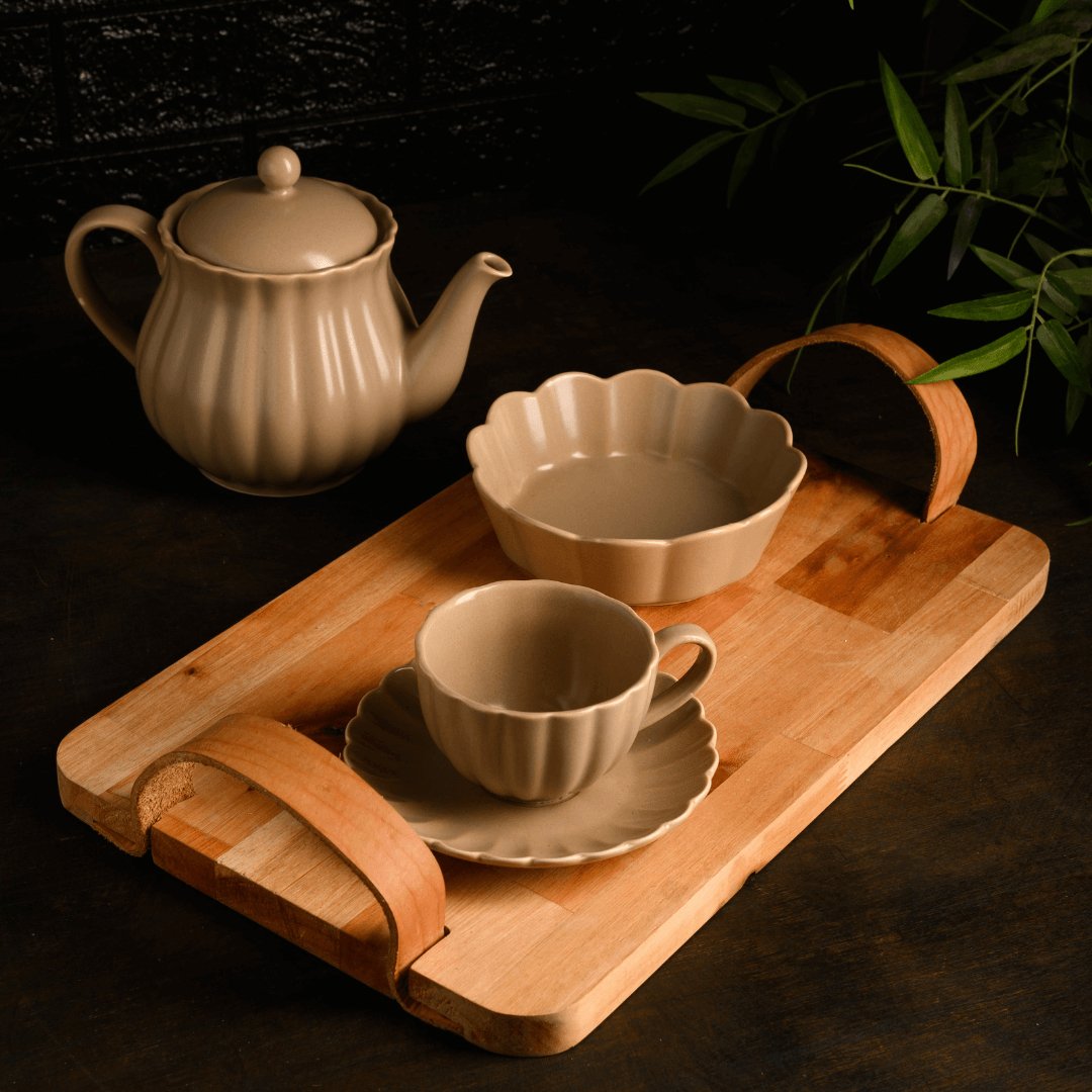 Bule de Porcelana Petala Areia Matt 950ml