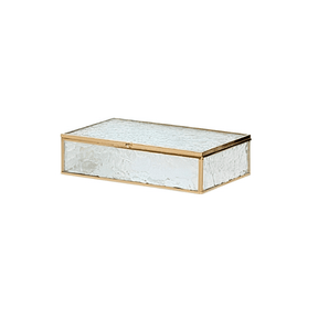 Caixa de Vidro e Metal Dourado 21cm P