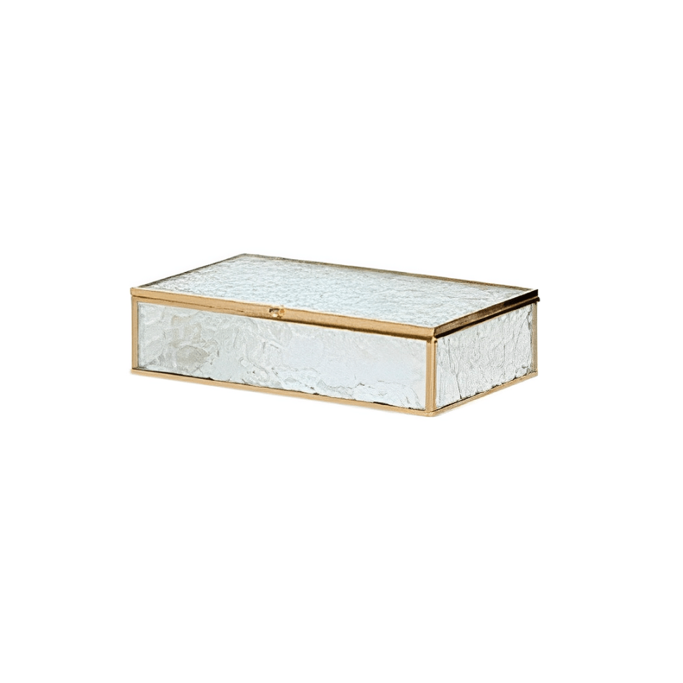 Caixa de Vidro e Metal Dourado 21cm P