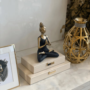Caixa Decorativa em MDF com Revestimento em PU Bege 27cm
