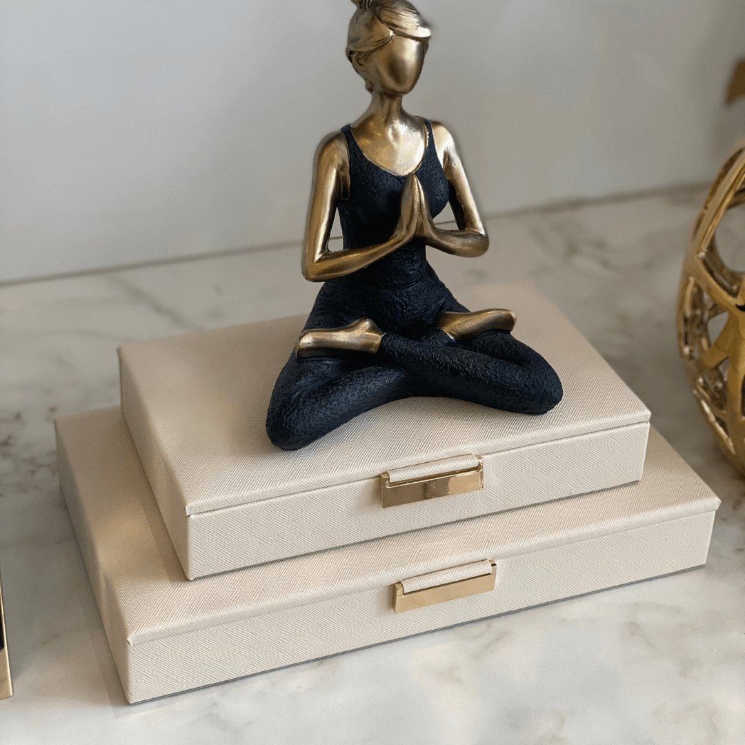 Caixa Decorativa em MDF com Revestimento em PU Bege 27cm