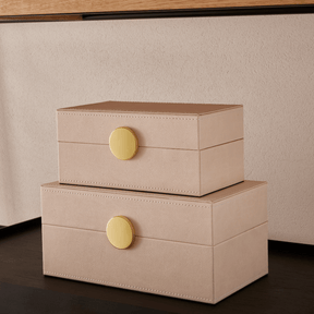 Caixa Decorativa em MDF e PU Bege 28cm G