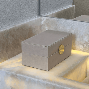 Caixa Decorativa em MDF e PU Bege 23cm P