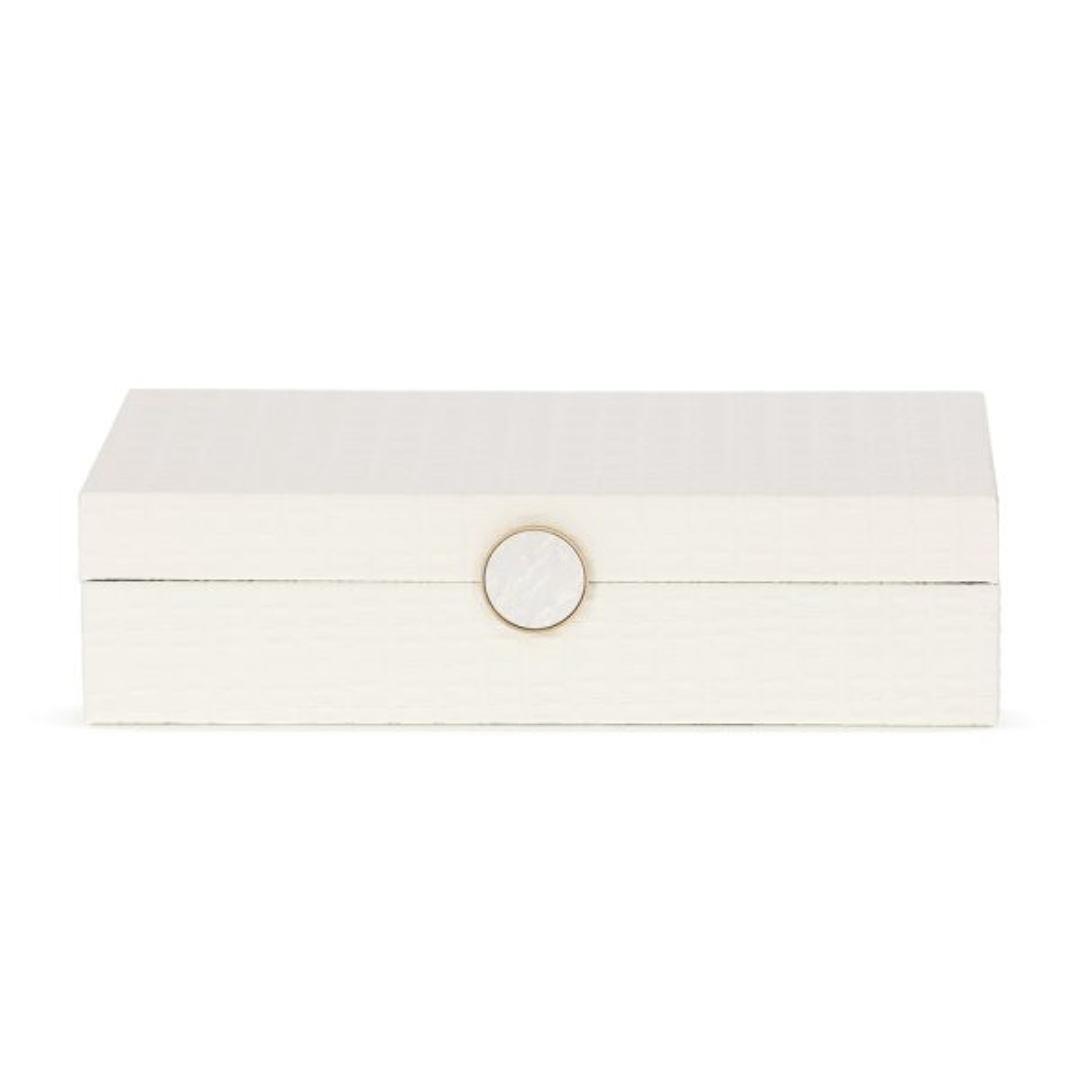 Caixa Decorativa em MDF e PU Branca 32,5cm G