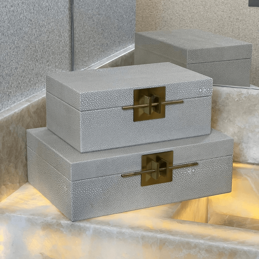 Caixa Decorativa em MDF e PU Cinza 32,5cm G