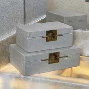 Caixa Decorativa em MDF e PU Cinza 32,5cm G
