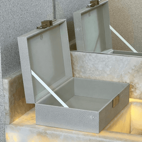 Caixa Decorativa em MDF e PU Cinza 32,5cm G
