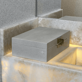 Caixa Decorativa em MDF e PU Cinza 32,5cm G
