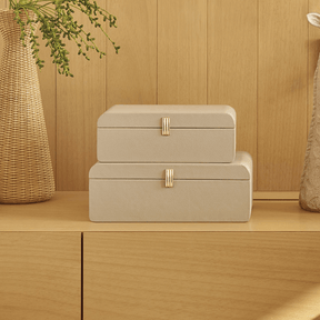 Caixa em MDF com Revestimento em PU Cinza 28cm