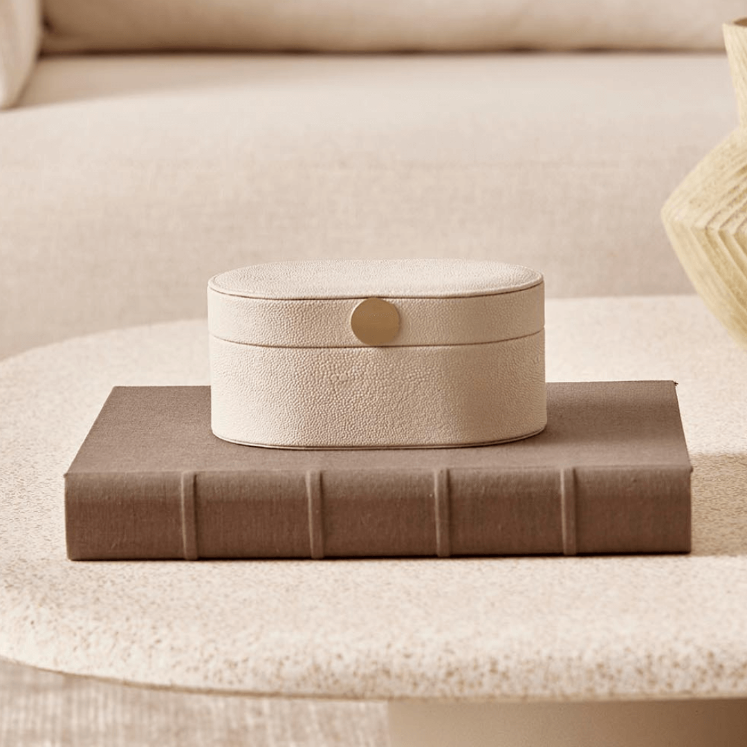 Caixa MDF com Revestimento em PU Bege 17,5cm