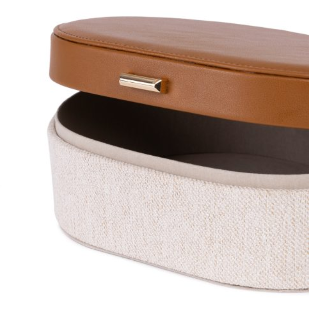 Caixa Decorativa em MDF e PU Marrom e Bege 52cm