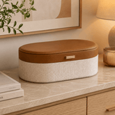 Caixa Decorativa em MDF e PU Marrom e Bege 52cm