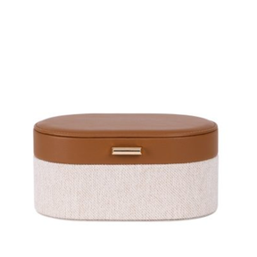 Caixa Decorativa em MDF e PU Marrom e Bege 66cm