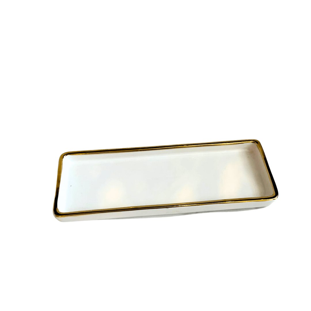 Centro de Mesa Retangular Branco 25,5cm