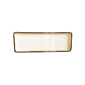 Centro de Mesa Retangular Branco 25,5cm