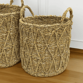Cesto em Seagrass Trançado com Alças Caubi 36cm