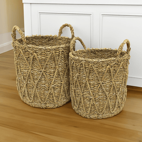Cesto em Seagrass Trançado com Alças Caubi 32cm