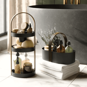 Cesto Organizador Bellwood Plástico e Madeira Preto 30cm
