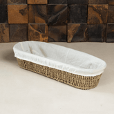 Cesta Oval de Sisal com Forro de Tecido 28cm