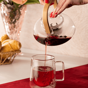 Chaleira de Vidro Borossilicato com Alça de Bambu 800ml