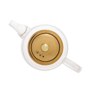 Chaleira de Vidro Borossilicato com Infusor Dourado Inox 600ml