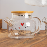 Chaleira de Vidro com Tampa de Bambu Heart 600ml