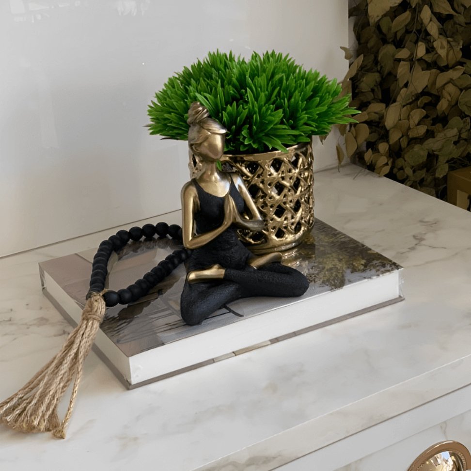 Colar Decorativo de Mesa em Madeira Preto 35cm