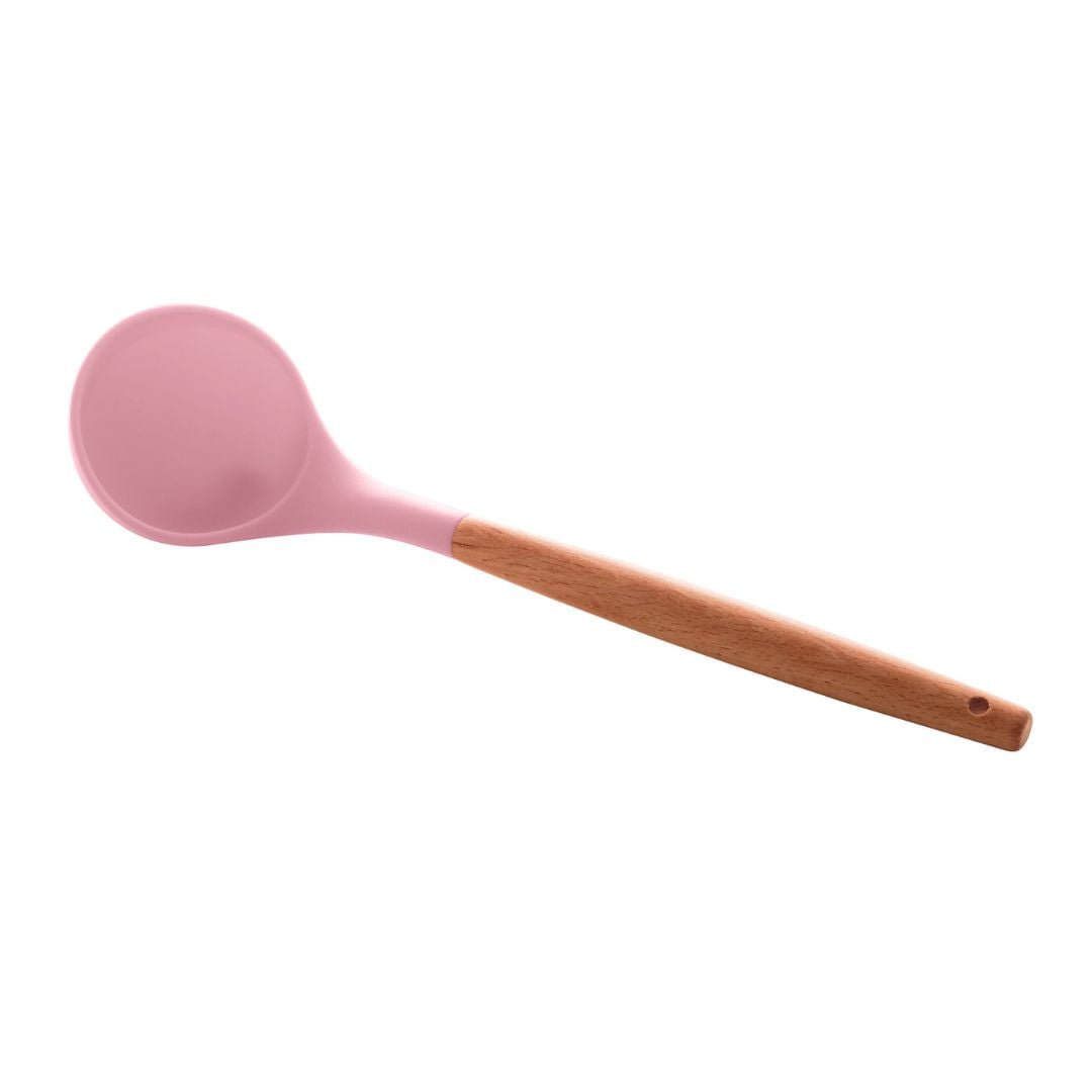 Concha de Silicone com Cabo de Bambu Charmy Rosa 31cm