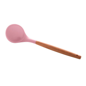 Concha de Silicone com Cabo de Bambu Charmy Rosa 31cm