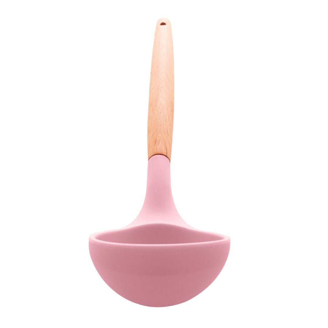 Concha de Silicone com Cabo de Bambu Charmy Rosa 31cm