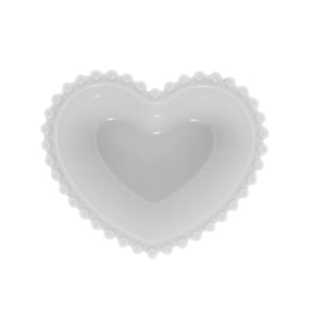 Conjunto 2 Bowls Porcelana Coração Beads Bolinha Branco - 15 cm