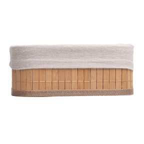 Conjunto 3 Cestos Retangulares de Bambu com Forro de Tecido