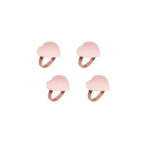 Conjunto 4 Anéis Para Guardanapo Coração Anel De Zamac Heart Rose Gold