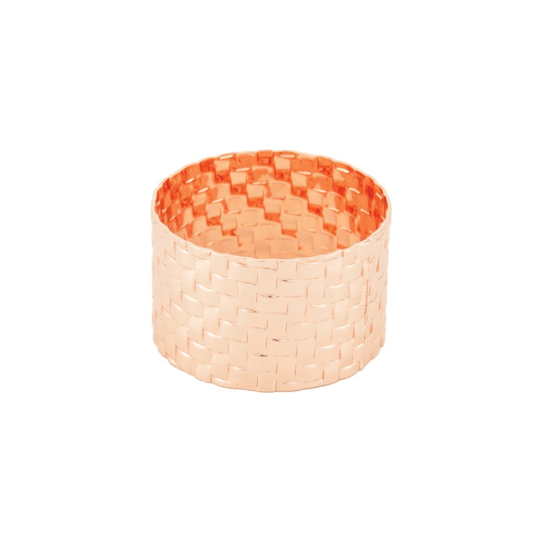 Conjunto 4 Anéis Para Guardanapos Metal Trançado Rose Gold