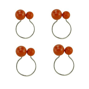 Conjunto 4 Aneis Porta Guardanapos Bolas Laranja 4x3x7cm
