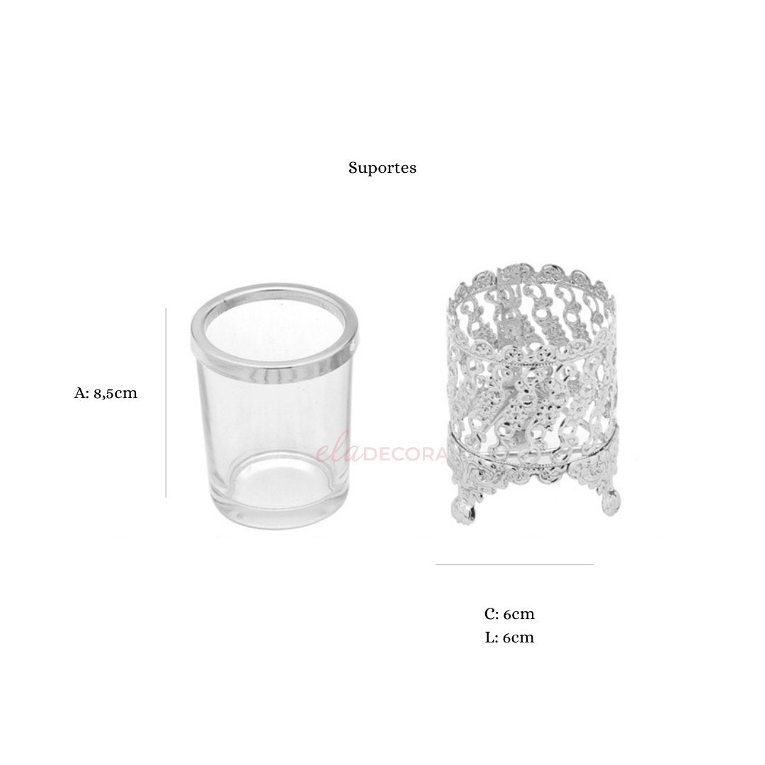 Conjunto 6 Colheres Com Suporte De Zamac Niquelado Crystal 14cm