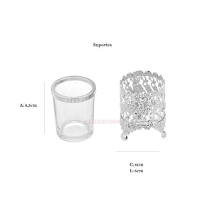Conjunto 6 Colheres Com Suporte De Zamac Niquelado Crystal 14cm