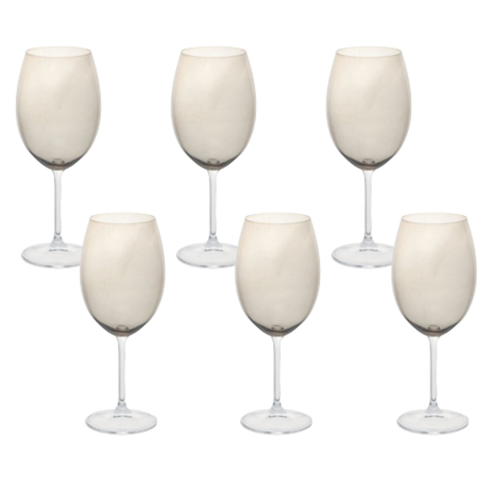 Conjunto 6 Taças Cristal Ecológico Para Vinho Fumê - 580ml