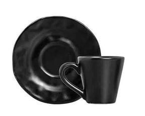 Conjunto 6 Xicara Cafe Linha Amassada Preto Fosco 100 ml