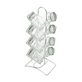 Conjunto 8 Potes Herméticos Vidro Borossilicato 65ml com Suporte de Metal Cromado