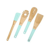 Conjunto com 4 Utensílios de Madeira e Silicone Water Blue