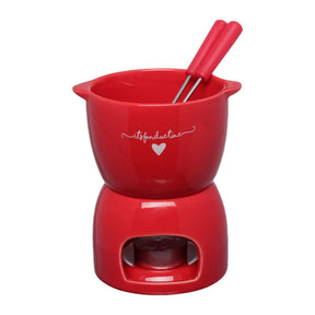 Conjunto de Fondue L'Amour em Cerâmica Vermelho 5 Peças 300ml