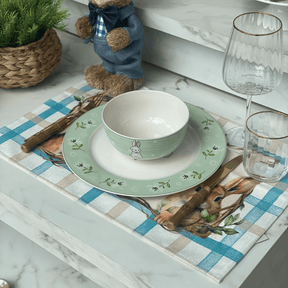 Conjunto de Jogo Americano Retangular Coelhos Xadrez Páscoa 48cm 2 Peças