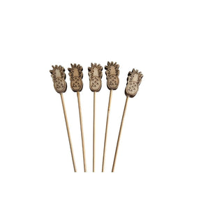 Conjunto de Palitos de Madeira Petiscos Frutas com 10 peças 10cm