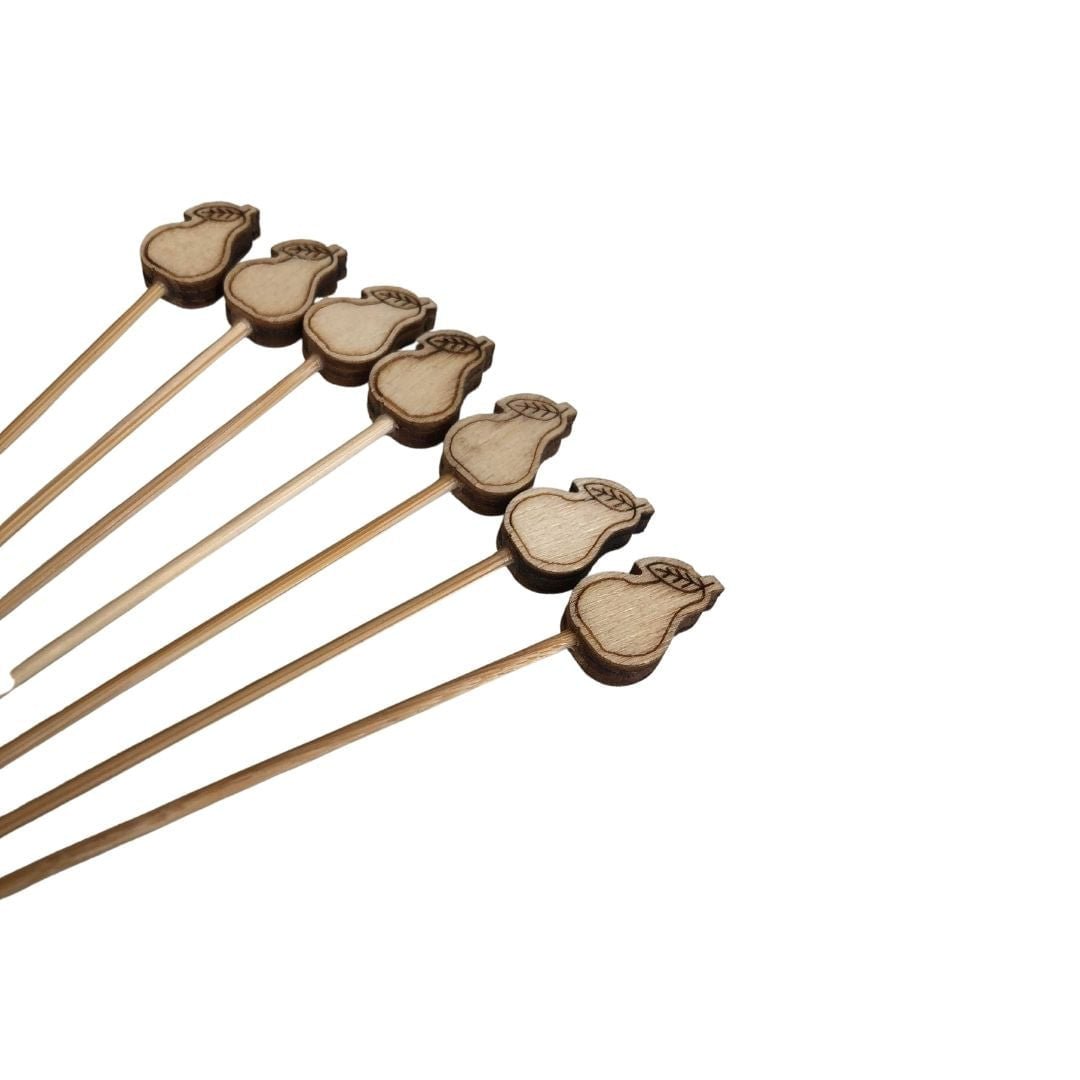 Conjunto de Palitos de Madeira Petiscos Frutas com 10 peças 10cm