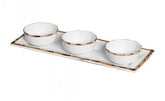 Conjunto de Petisqueira em Bambu Branco 4 Peças